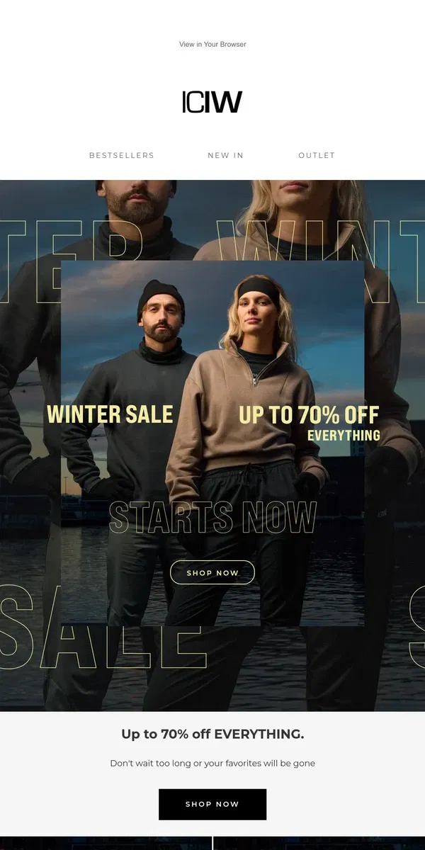 Email from ICIW Sportswear. Winter Sale starts NOW!