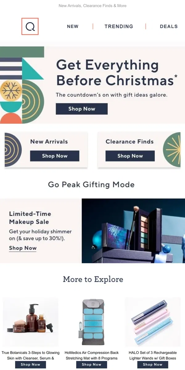 Email from QVC. Get Great Gifts in Time for 12/25