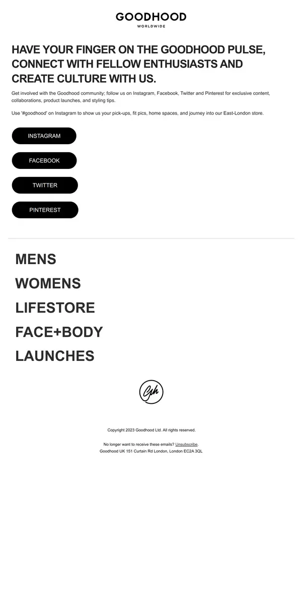 Email from Goodhood. Join the Goodhood Community