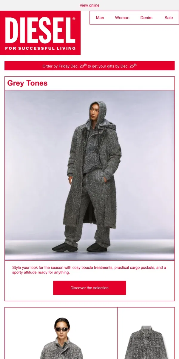 Email from Diesel. Grey Denim With A Sporty Attitude