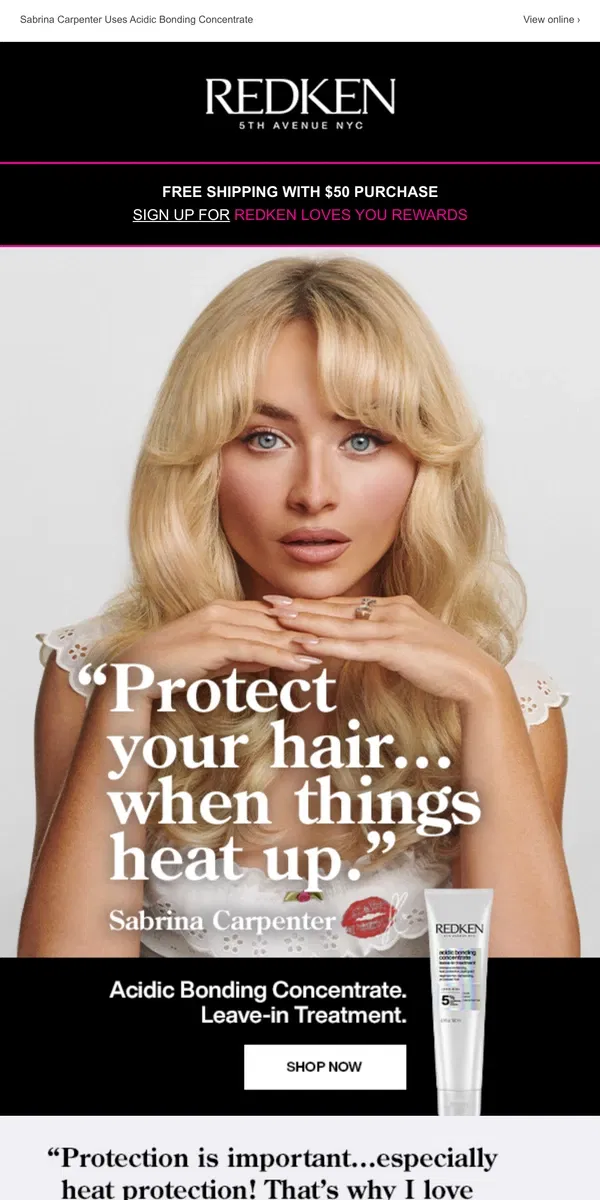 Email from Redken. Protect your hair when things heat up! 🥵