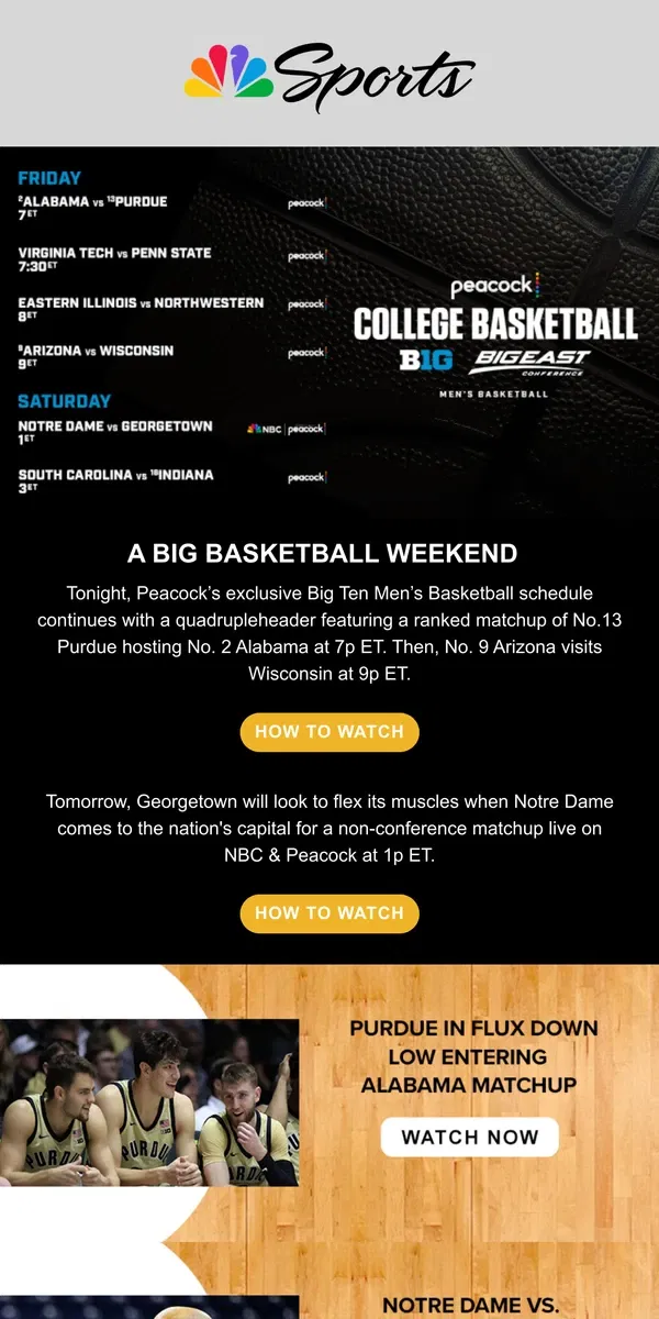 Email from NBC Sports. Your Friday Night Plans are a Slam Dunk 🏀