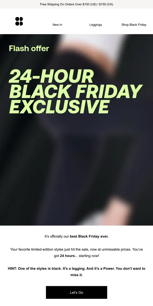 Email from Sweaty Betty.  TODAY ONLY ⚡ | our BEST EVER Black Friday offer						 