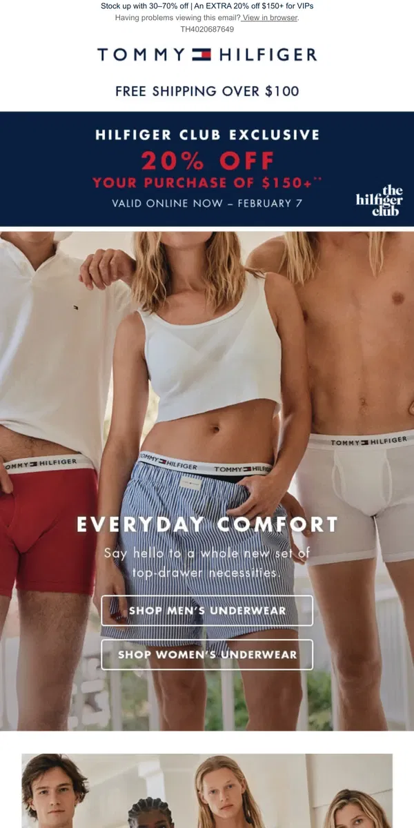 Email from Tommy Hilfiger. No pants? No problem. New undies are in