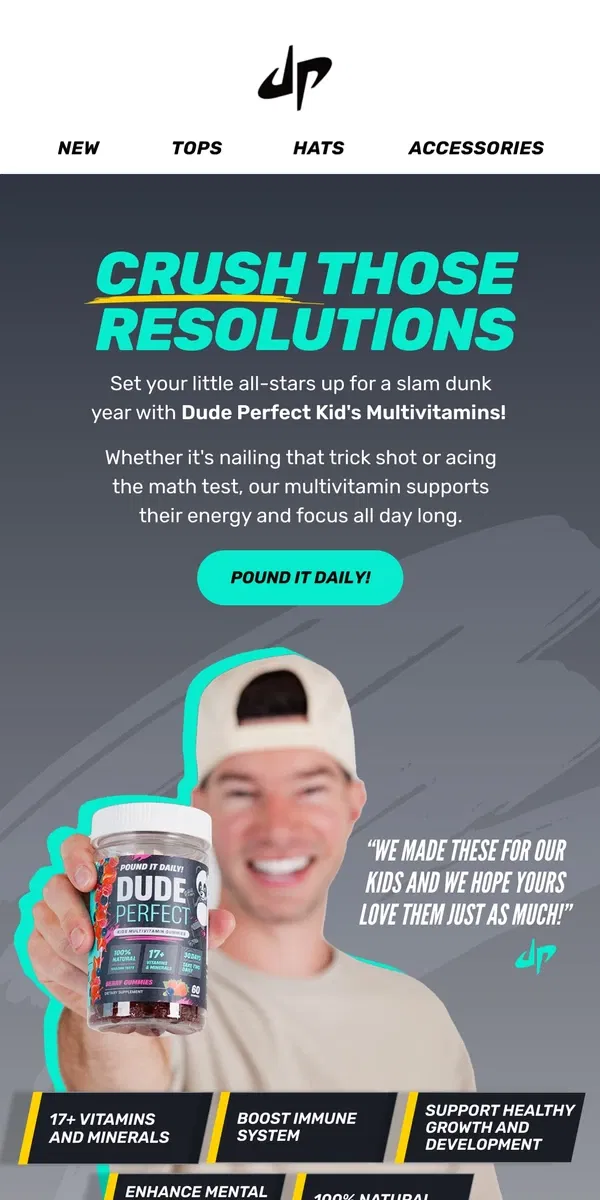 Email from Dude Perfect. 2024: Healthy Habits for the Win!