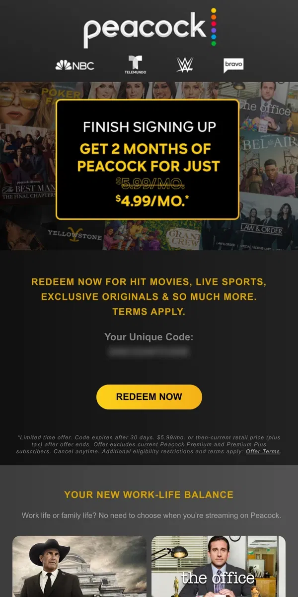 Email from Peacock. Can't decide what to watch?