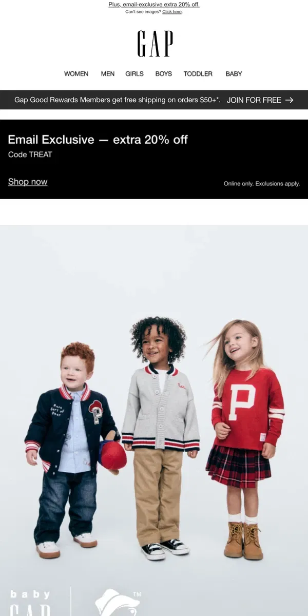 Email from GAP. We pick Paddington