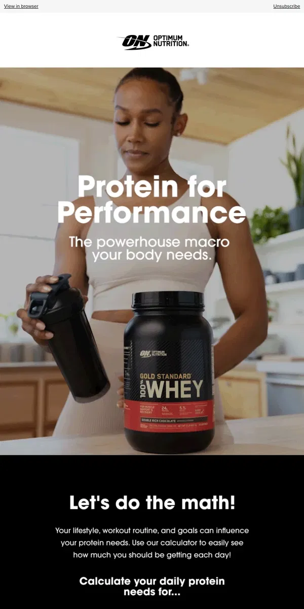 Email from Optimum Nutrition. Are You Getting Enough Protein? 🤔