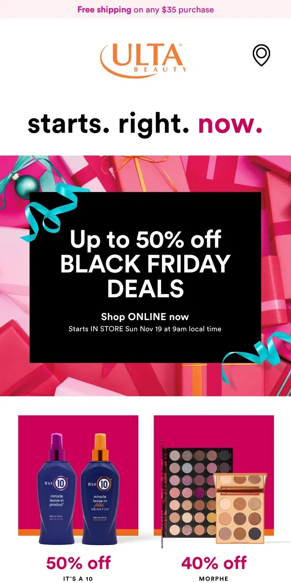 Email from Ulta Beauty. 🎉 Black Friday Deals are now online 🎉