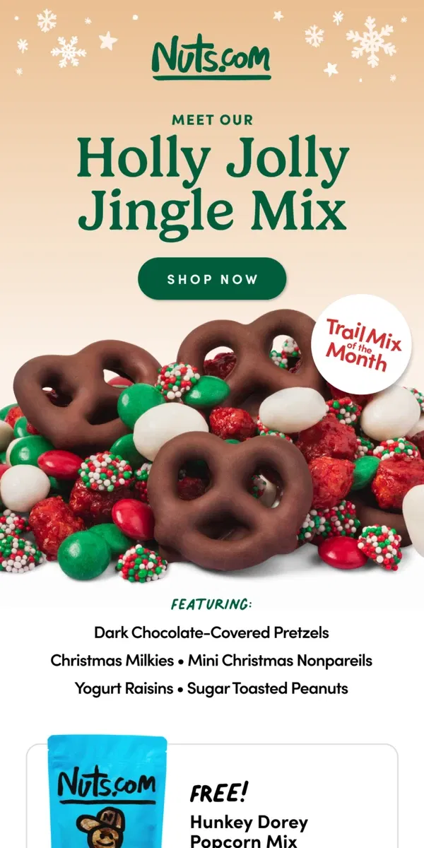 Email from Nuts.com. NEW For The Holidays 🎄