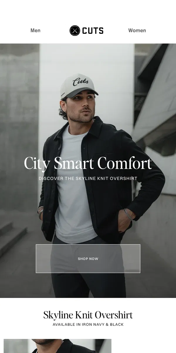 Email from Cuts. Skyline Overshirt for City Smart Comfort