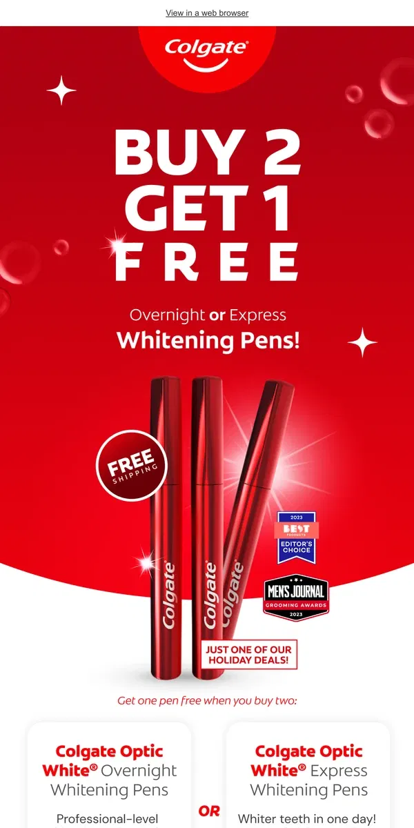 Email from Colgate. Your FREE whitening pen is waiting!