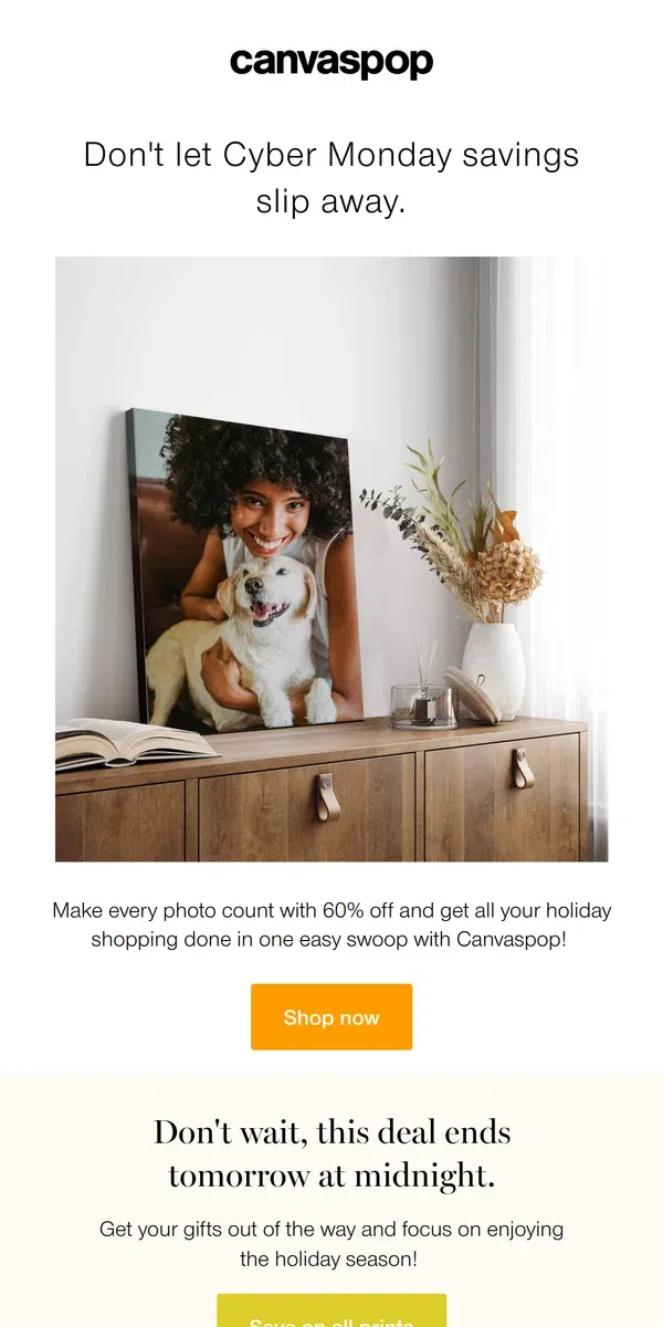 Email from Canvaspop. Only 2 DAYS left to save!⏳