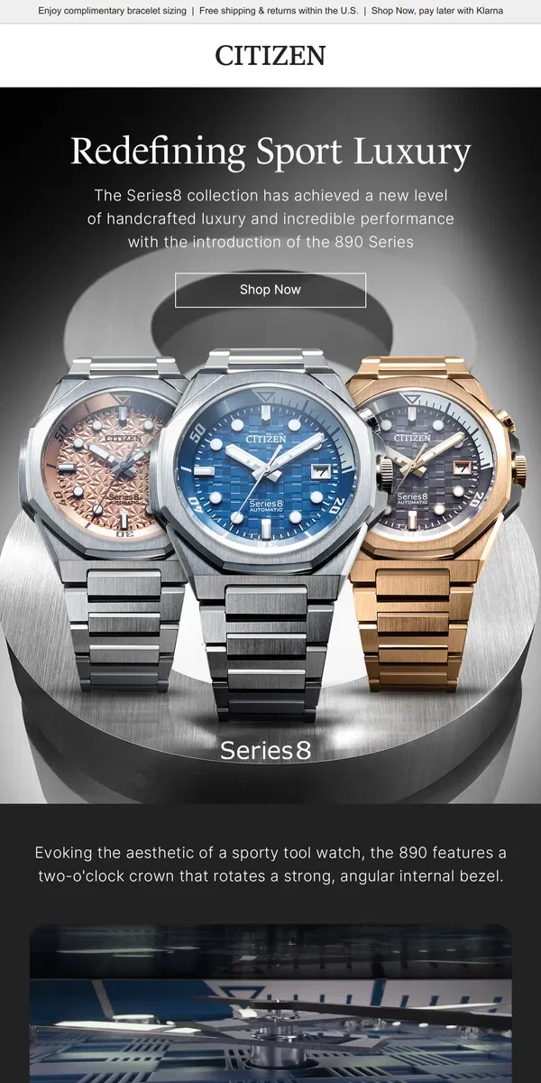 Email from Citizen Watch. Introducing the 890 Series