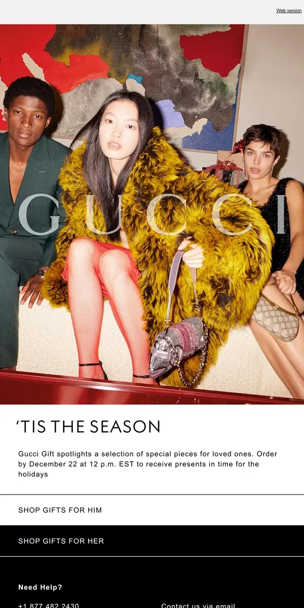 Email from GUCCI. Final Days for Gifts in Time for the Holidays