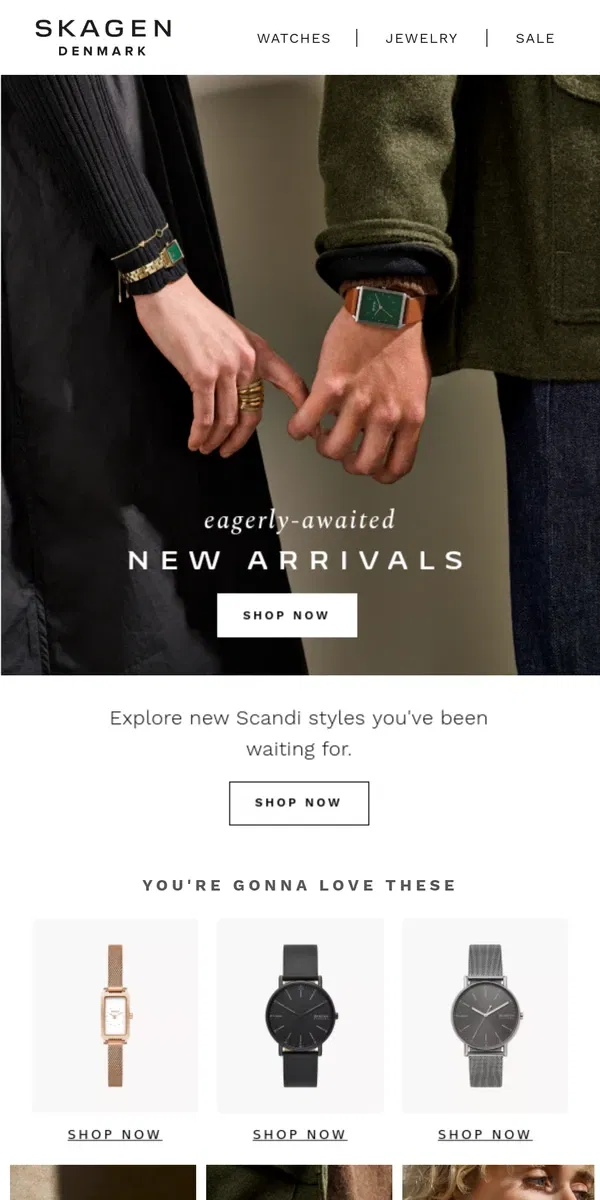 Email from Skagen. new danish-by-design styles just landed.