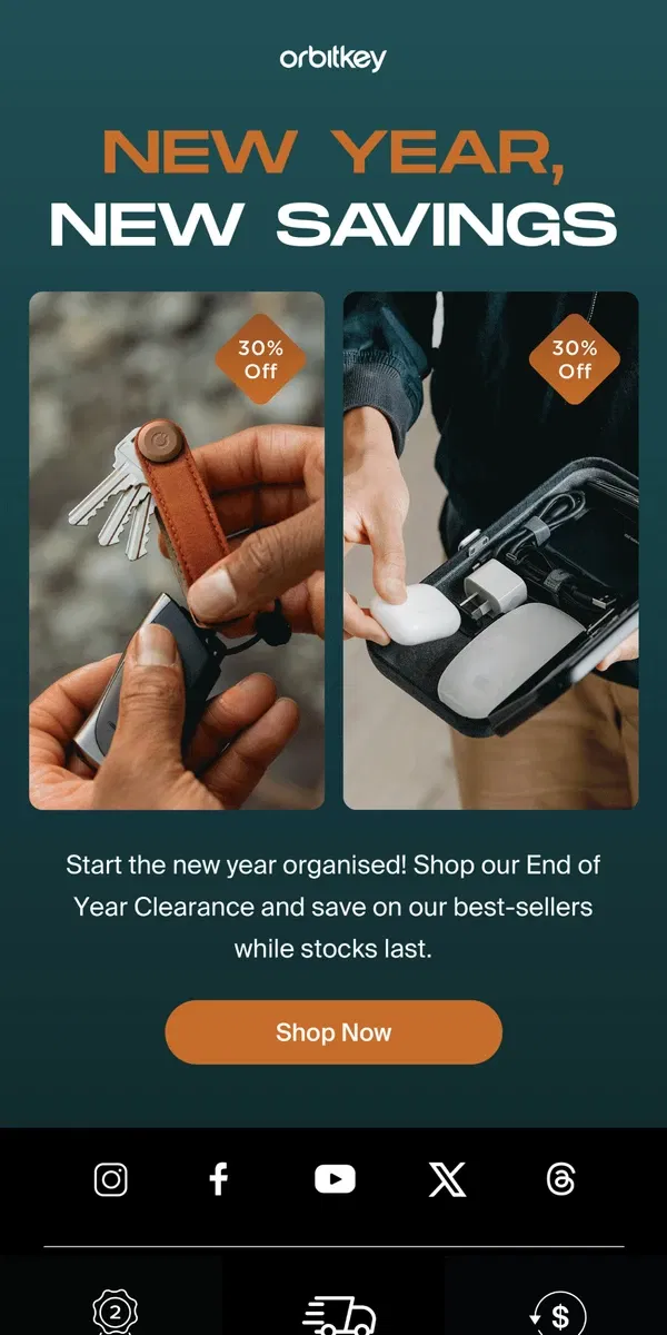 Email from Orbitkey. End of year clearance ends tomorrow.