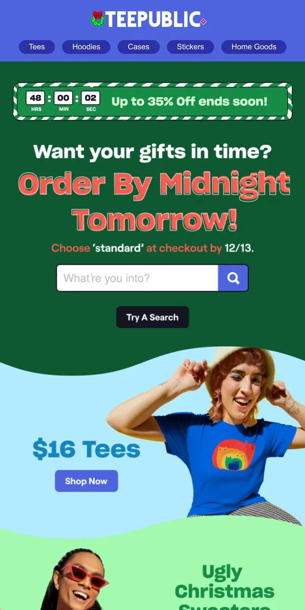 Email from TeePublic. 🚨 Order by EOD tomorrow! 🚨