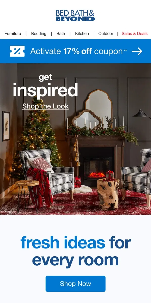 Email from Bed Bath & Beyond. Shop The Look: Holiday Edition