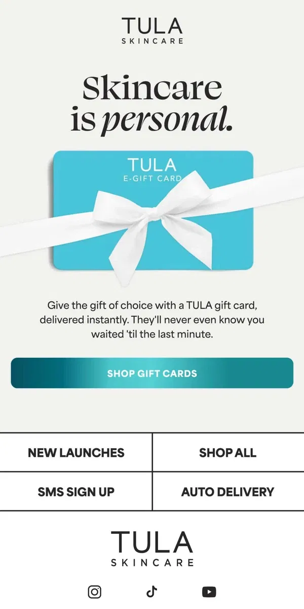 Email from TULA Skincare. A last-minute gift, they'll actually want?