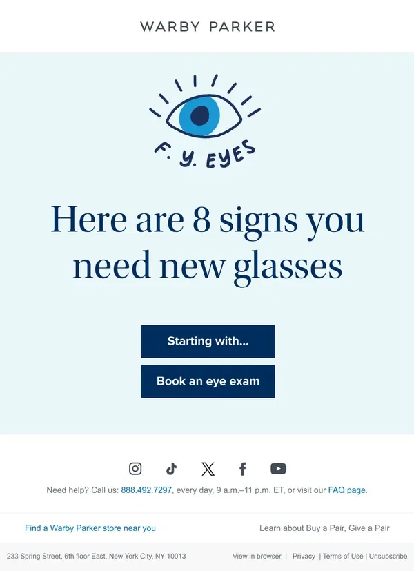 Email from Warby Parker. Ever have blurry vision?