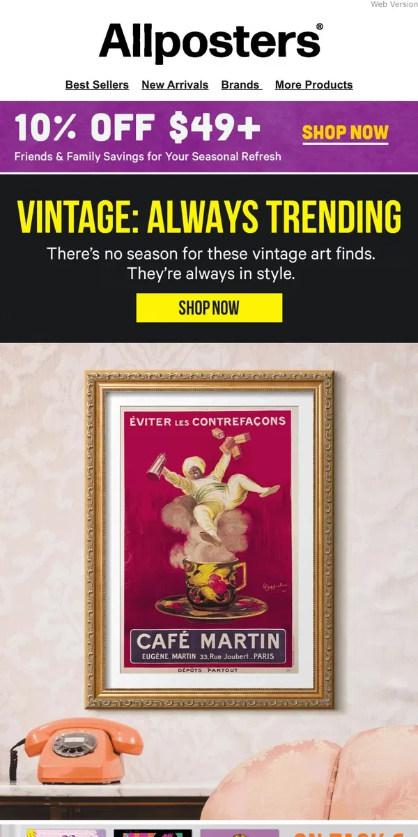 Email from AllPosters. Vintage Art for All Seasons