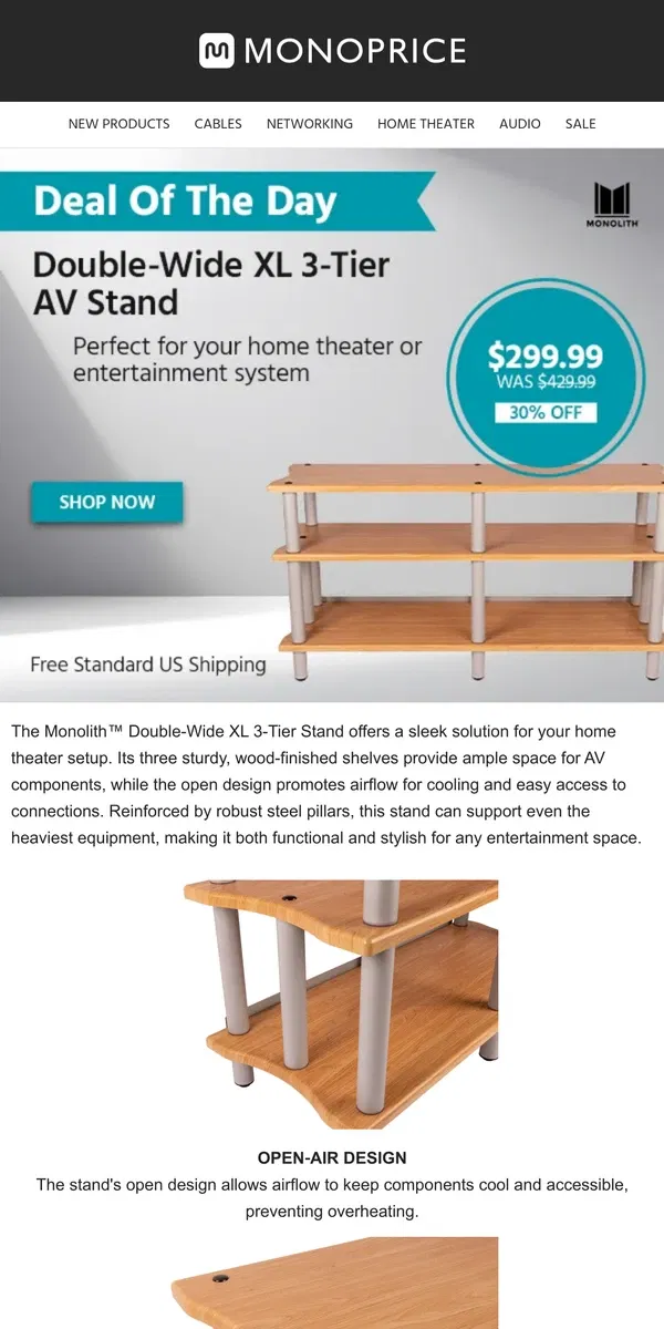 Email from Monoprice. Sleek. Sturdy. Perfect for Any Space. (DEAL OF THE DAY)