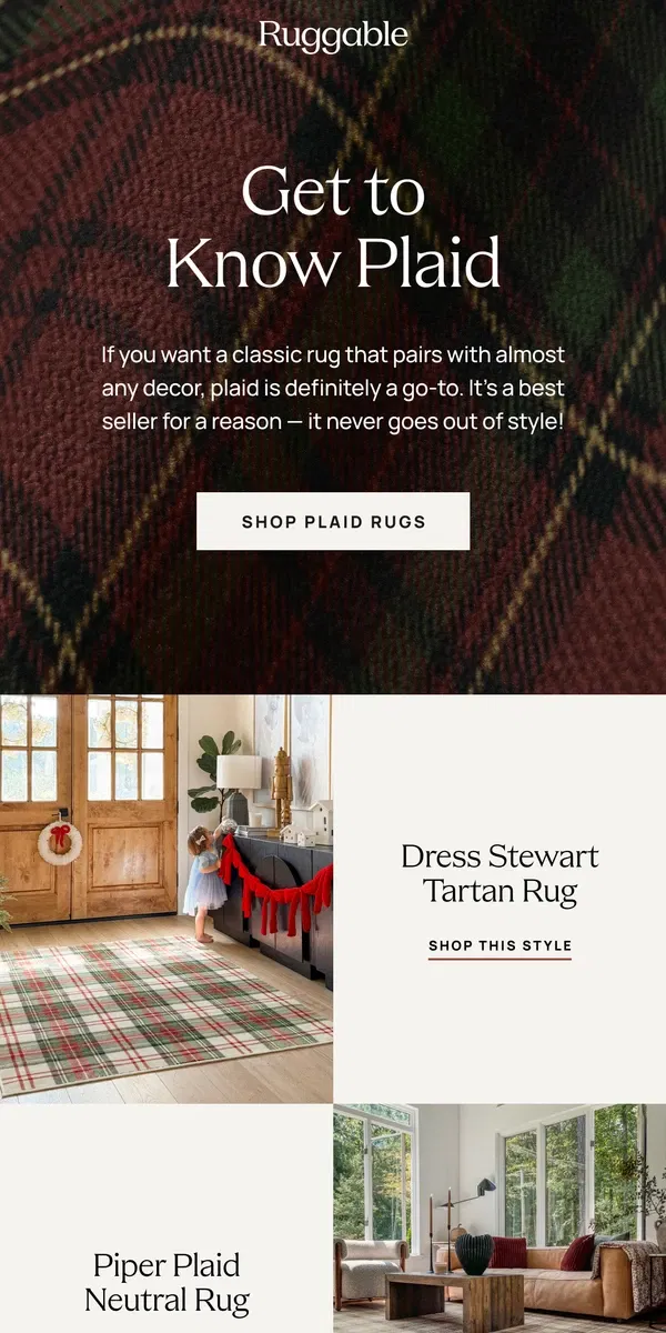 Email from Ruggable. Here’s why plaid is always a best-seller