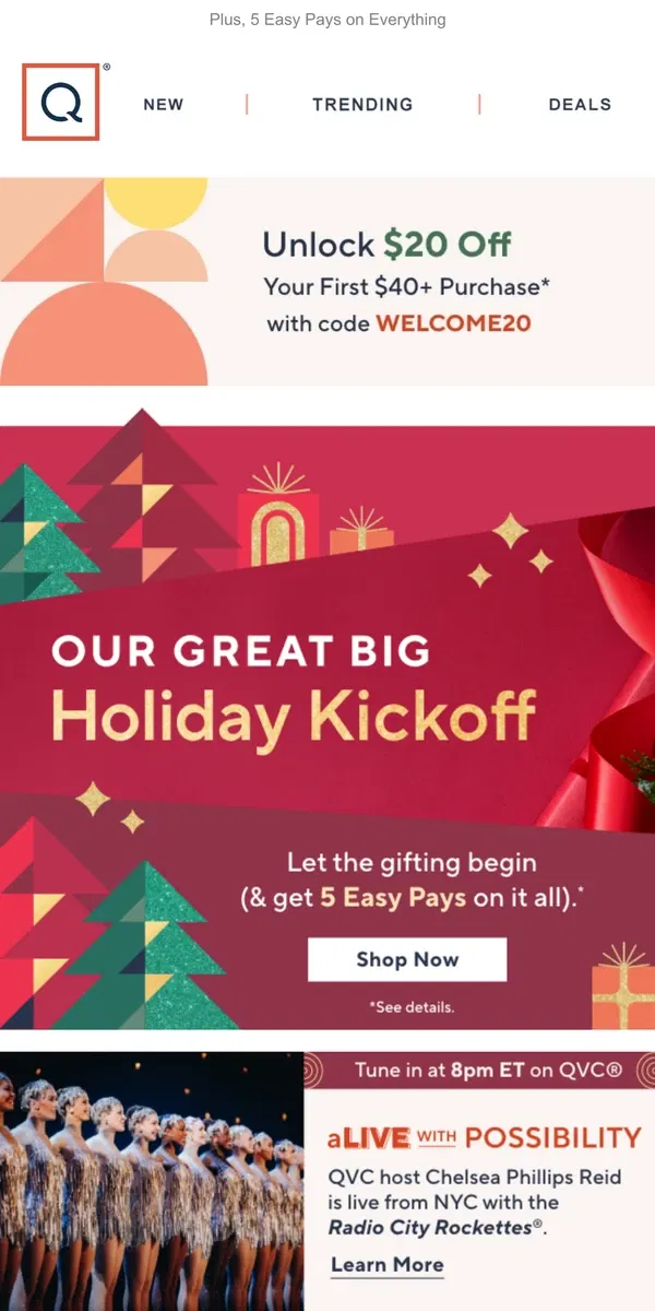 Email from QVC. It's On! Our Great Big Holiday Kickoff