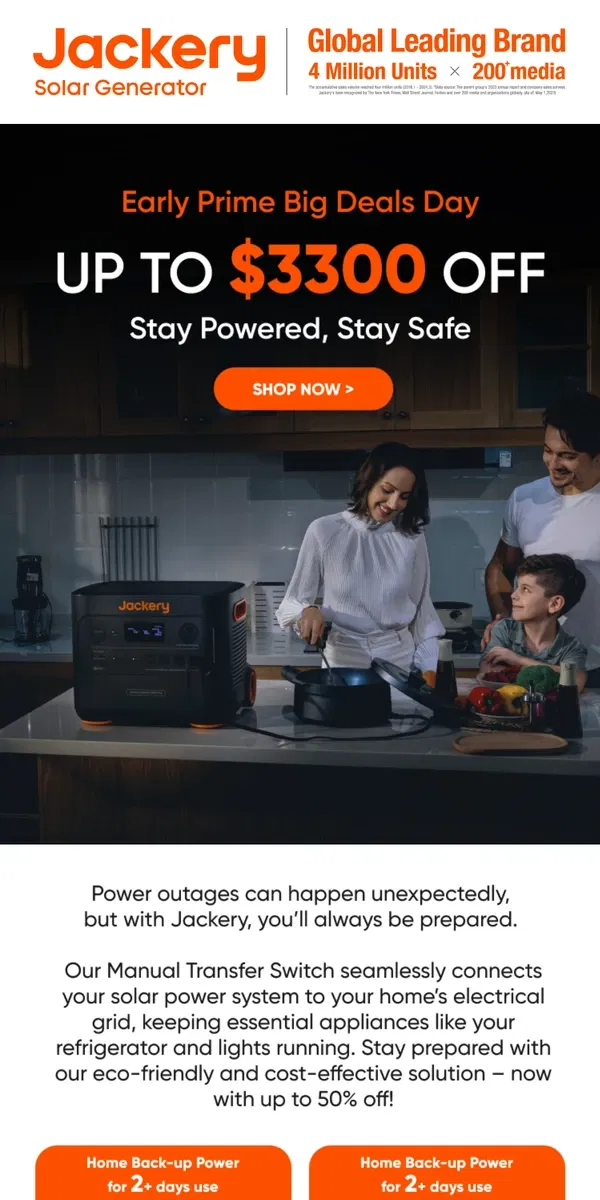 Email from Jackery. Up to $3300 Off Jackery's Emergency Solutions