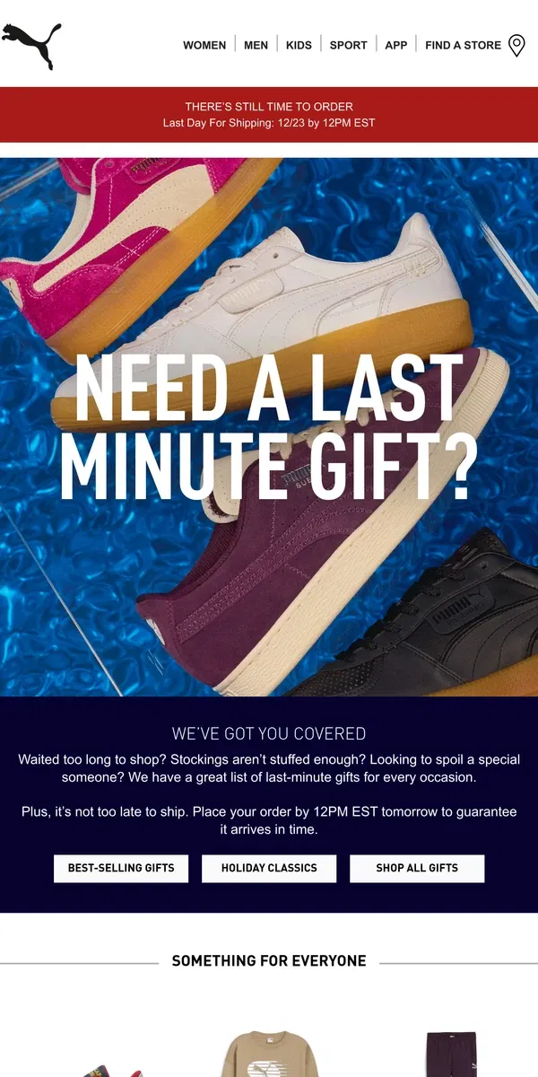 Email from Puma. One More Gift Can’t Hurt