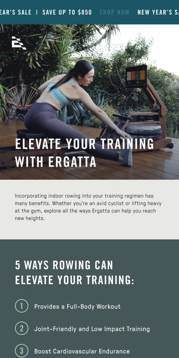 Email from Ergatta. Elevate your training with Ergatta