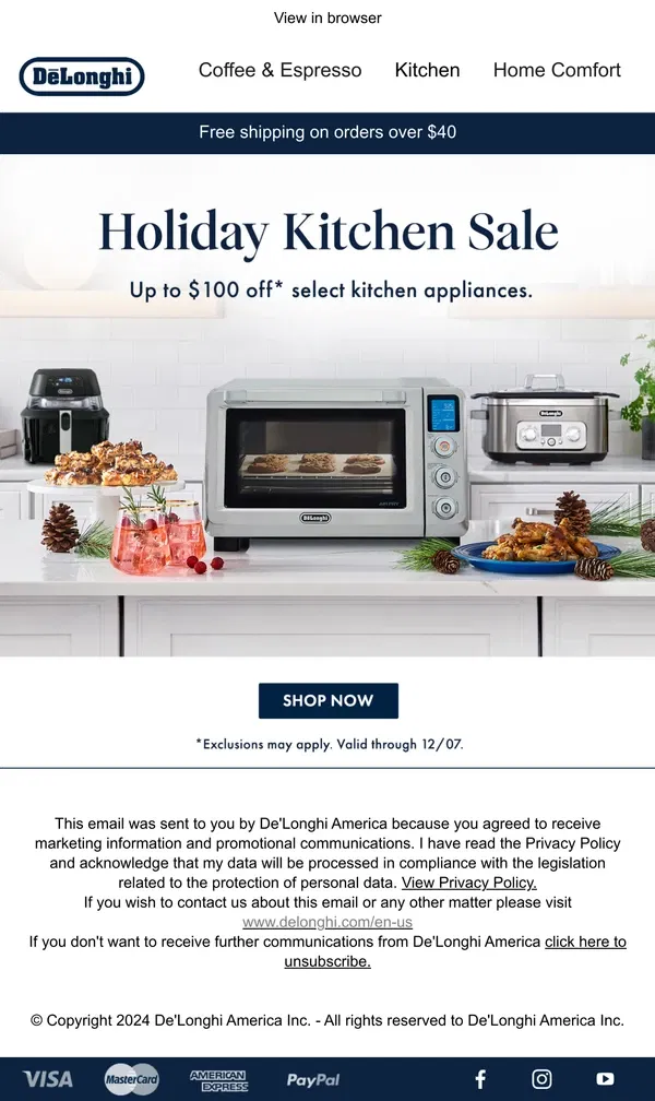 Email from De'Longhi. More Black Friday Deals are Here!