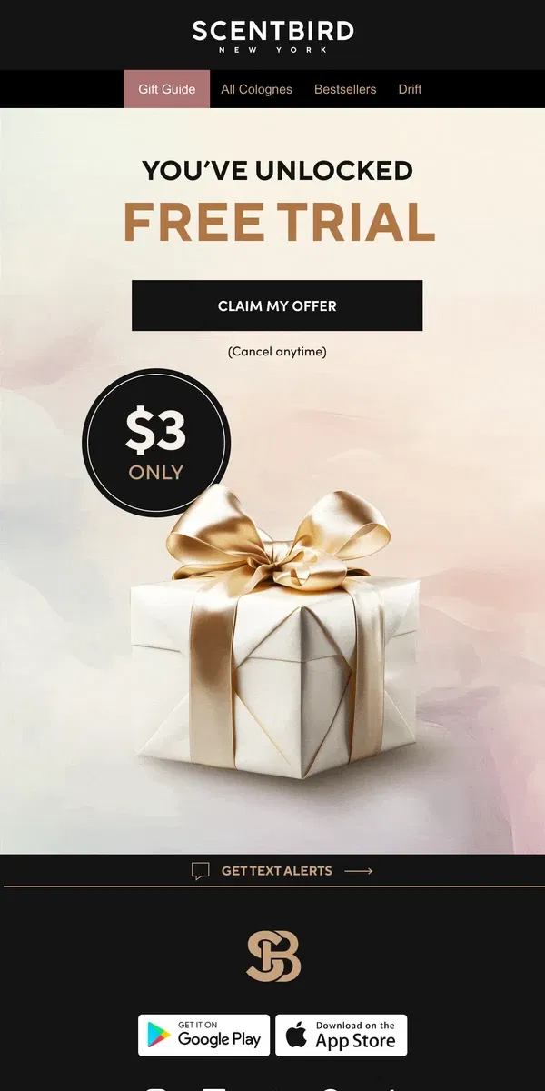 Email from Scentbird. Open To Reveal Your Mystery Offer