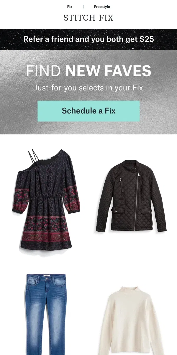 Email from Stitch Fix. Re: your fave styles