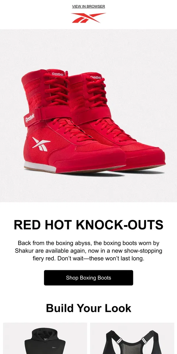 Email from Reebok. Red or black boxing boots?