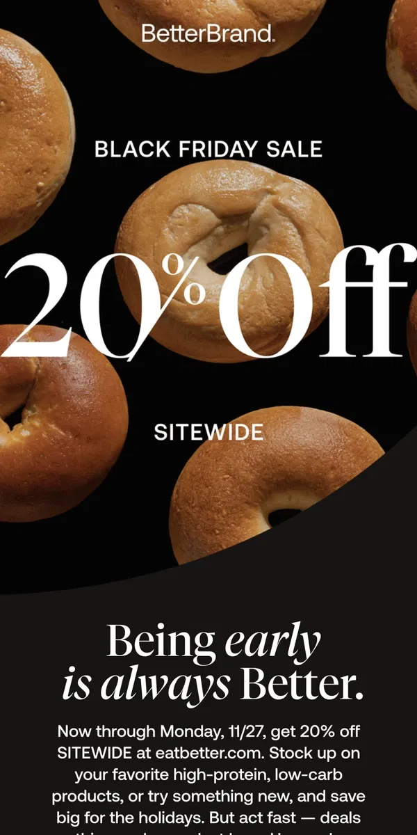 Email from BetterBrand. 20% OFF SITEWIDE 🚨