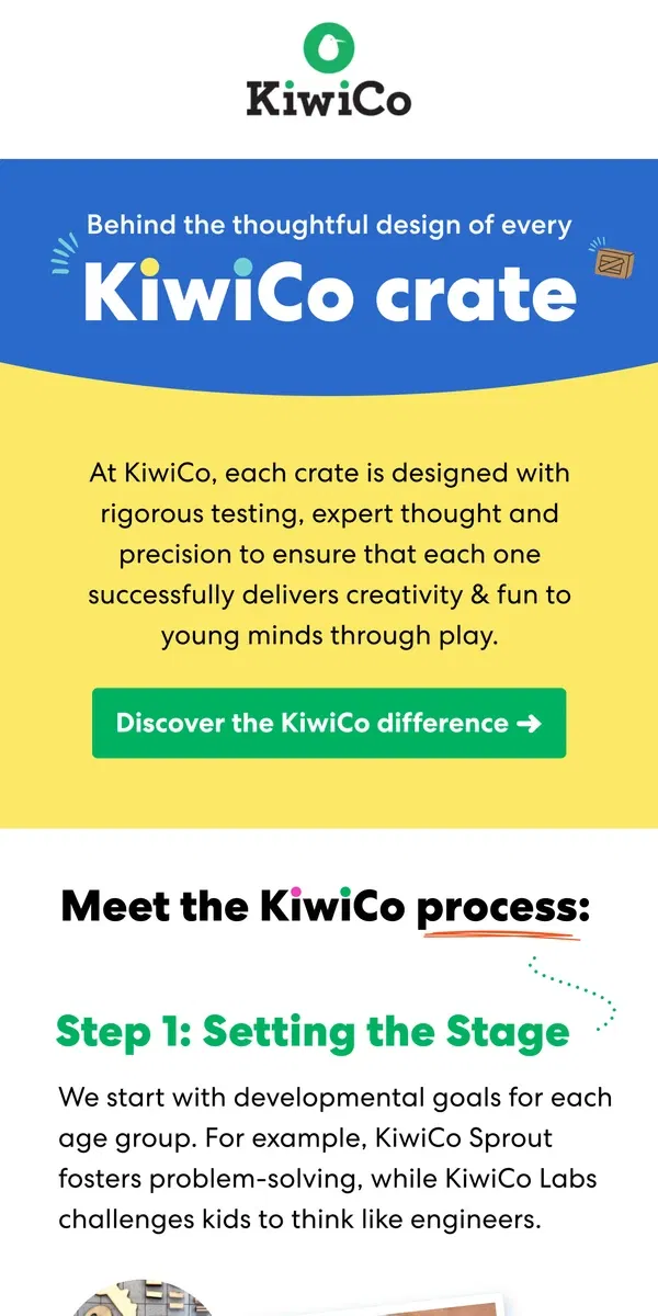 Email from KiwiCo. Thoughtful design behind every crate