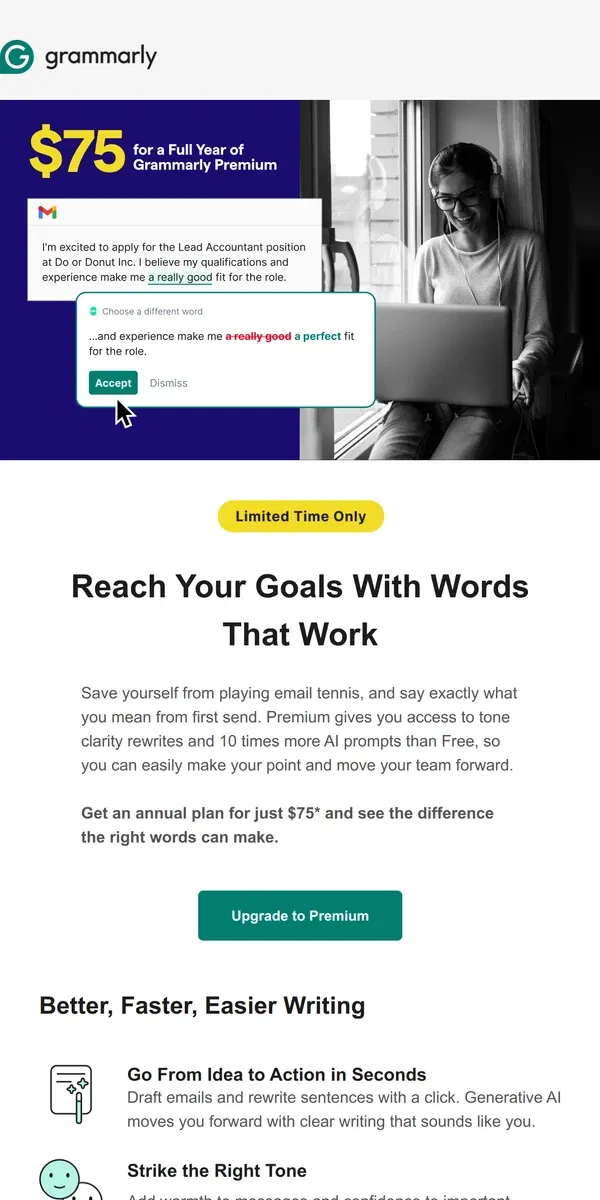 Email from Grammarly. 🎾 Ace your communication with the first send