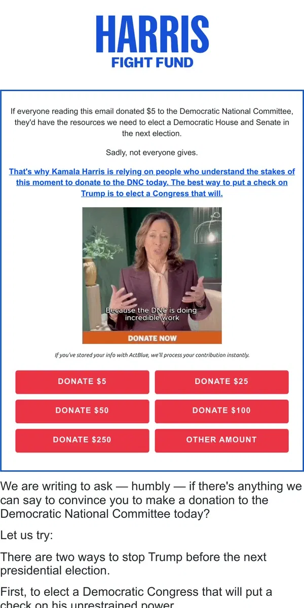 Email from Kamala Harris. Stop Trump