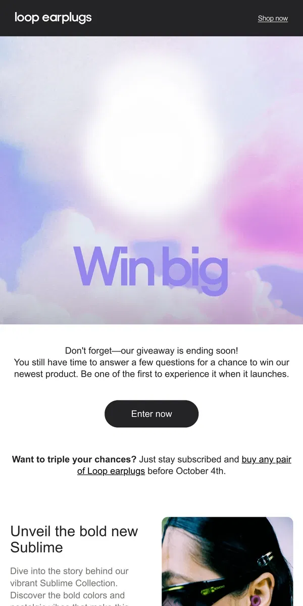 Email from Loop Earplugs. Big Wins, Bold Launches – Dive In!