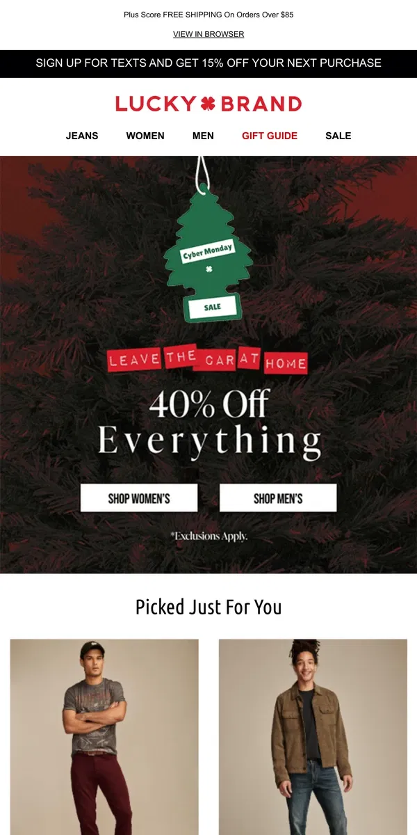 Email from Lucky Brand. Cyber Monday Early Access 👀 40% Off EVERYTHING