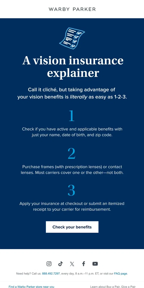 Email from Warby Parker. We made vision insurance simple