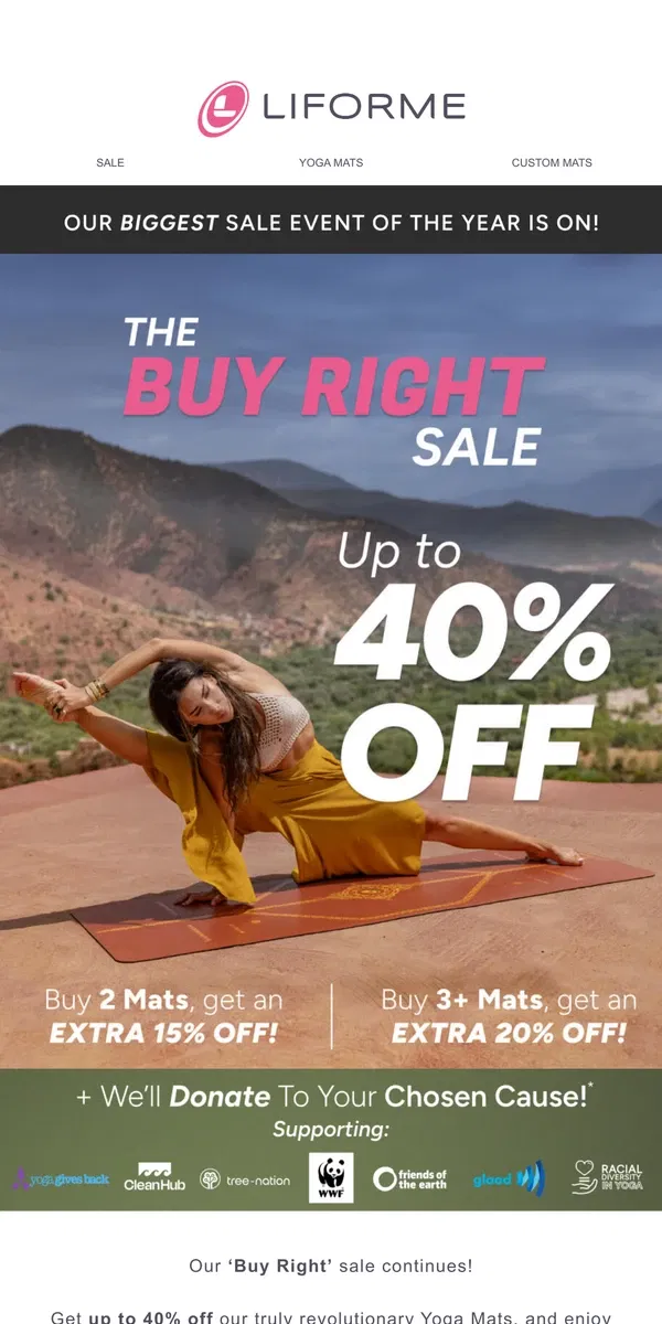 Email from Liforme. BIG savings! Up to 40% off 🎉