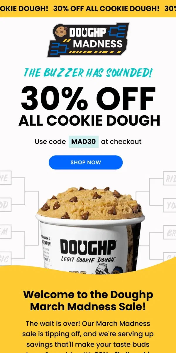 Email from Doughp. 30% OFF ALL COOKIE DOUGH 🍪