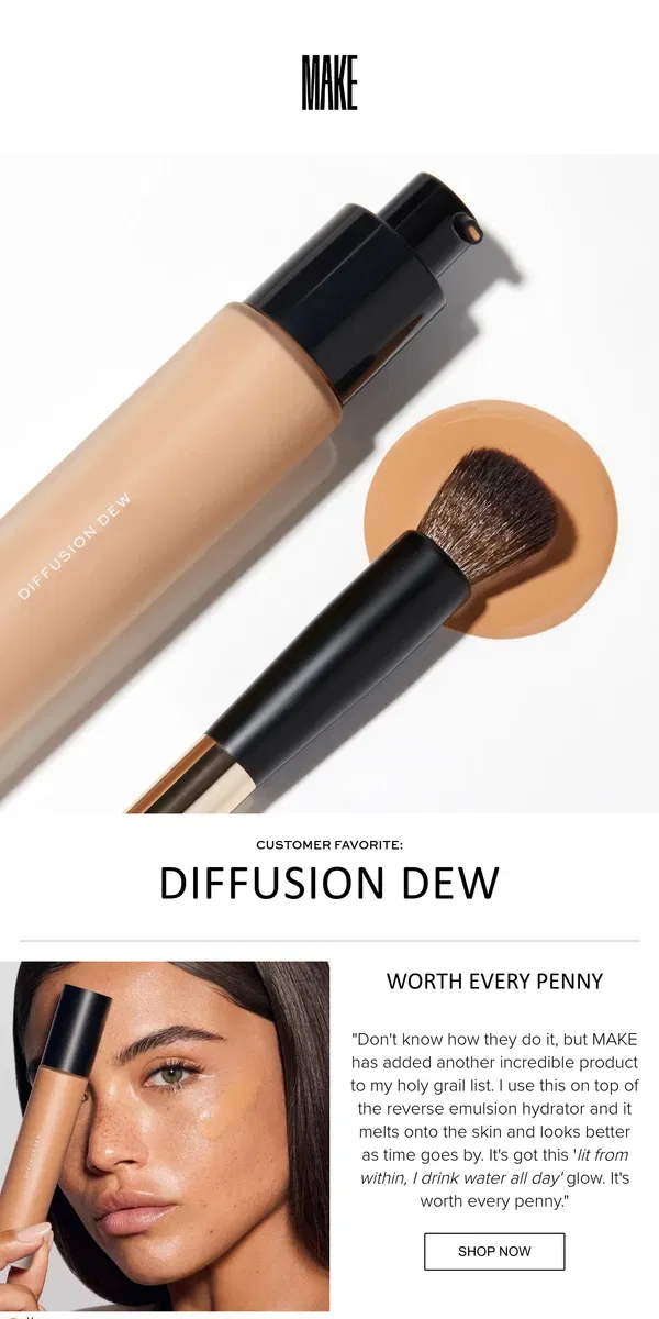 Email from MAKE Beauty. Do the Dew