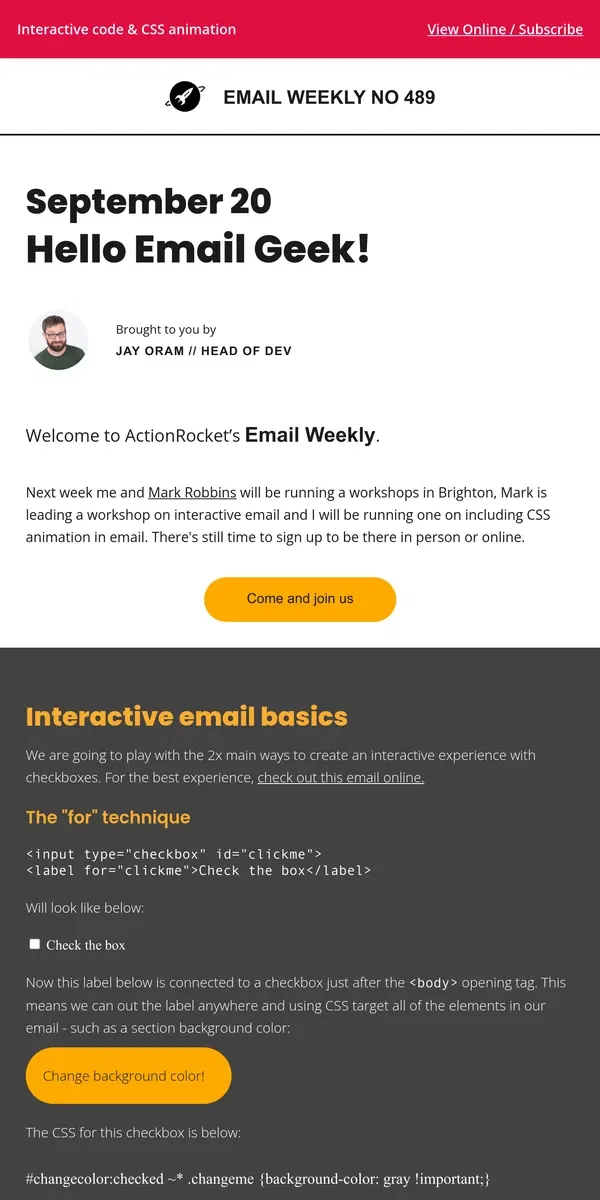 Email from ActionRocket. EmailWeekly #489: How does interactive email work?