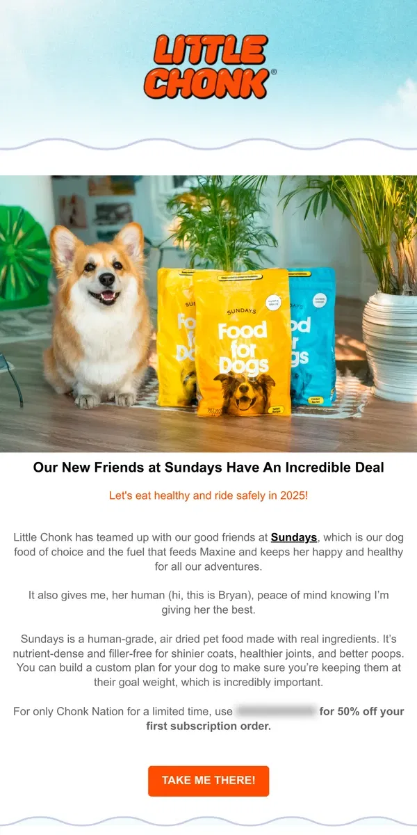 Email from Little Chonk. An exclusive deal for Chonk Nation