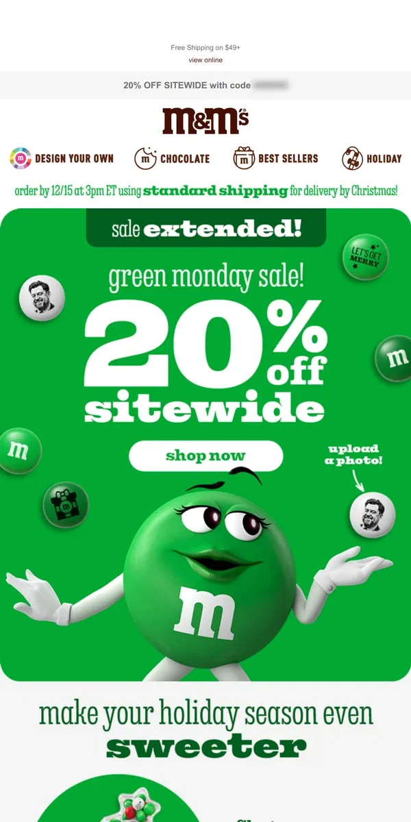 Email from M&M's. Green's Giving Continued