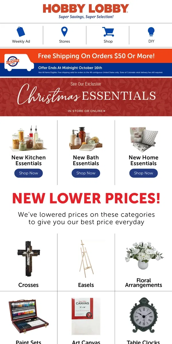 Email from Hobby Lobby. Don’t Miss These Everyday Deals!